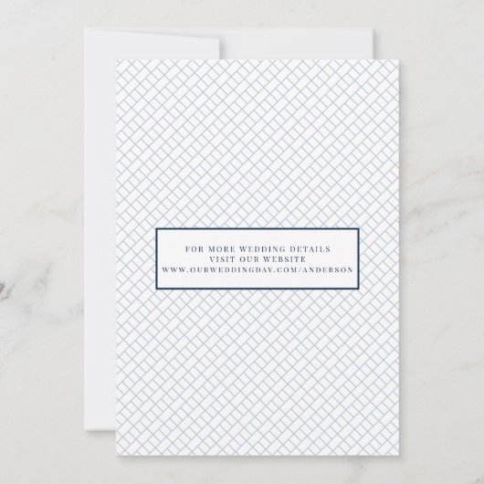 Elegantes Script Foto Blue Wedding Save the Date (Rückseite)