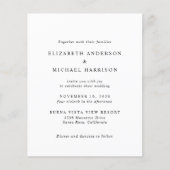 Elegantes Script-Foto-Budget Einladung zur Hochzei (Vorderseite)