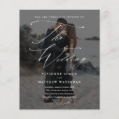 Elegantes Script-Foto-Budget Einladung zur Hochzei (Vorderseite)