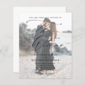 Elegantes Script-Foto-Budget Einladung zur Hochzei (Vorne/Hinten)