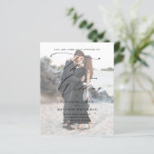 Elegantes Script-Foto-Budget Einladung zur Hochzei (Stehend Vorderseite)