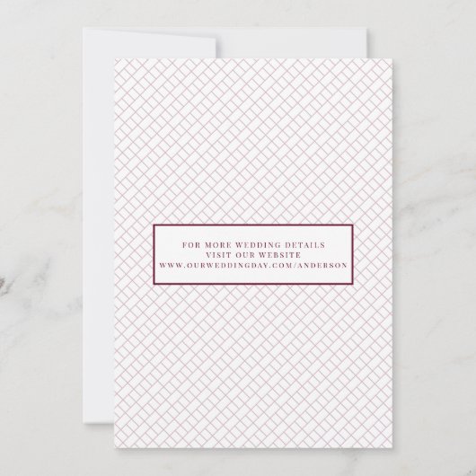 Elegantes Script-Foto Burgund Wedding speichern da Save The Date (Rückseite)