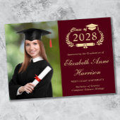 Elegantes Script-Foto Burgundy Uni-Abschluss Ankündigung