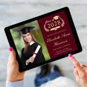 Elegantes Script-Foto Burgundy Uni-Abschluss Ankündigung