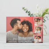 Elegantes Script Foto Collage 5 Fotos Moderne Save The Date (Stehend Vorderseite)