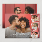 Elegantes Script Foto Collage 5 Fotos Moderne Save The Date (Vorne/Hinten)