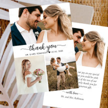 Elegantes Script Foto Collage Wedding Vielen Dank