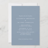 Elegantes Script Foto Dusty Blue Wedding Einladung (Vorderseite)