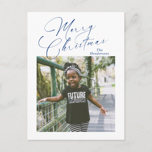 Elegantes Script Foto Frohe Weihnachten (Vorderseite)