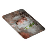 Elegantes Script Foto Girl Birth Ankündigung Magnet (Rechte Seite)