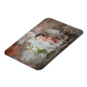 Elegantes Script Foto Girl Birth Ankündigung Magnet (Linke Seite)