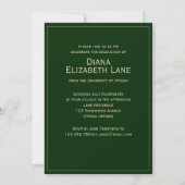 Elegantes Script Foto Grad Einladung - Grün (Rückseite)
