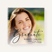 Elegantes Script-Foto Graduation Party Gästebuch Notizblock (Vorderseite)