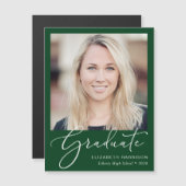 Elegantes Script Foto Green Abschluss Magnet (Vorne/Hinten)