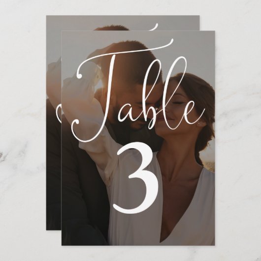 Elegantes Script-Foto Große Tischnummer (Vorne/Hinten)