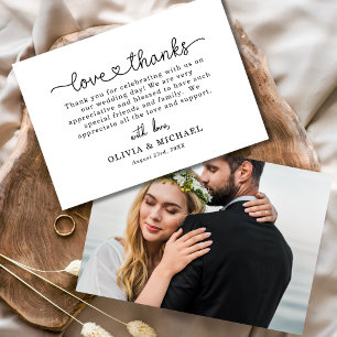 Elegantes Script Foto Heart Wedding Dankeschön Car Dankeskarte