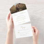 Elegantes Script-Foto Hochzeit All-in-One-Einladung (Abreißstreifen)