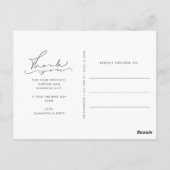 Elegantes Script Foto Hochzeit Danke Postkarte (Rückseite)