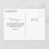 Elegantes Script Foto Hochzeit Danke Postkarte (Rückseite)