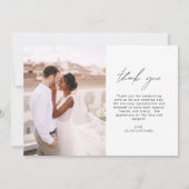 Elegantes Script Foto Hochzeit Dankeschön Karte (Rückseite)