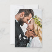 Elegantes Script Foto Hochzeit Dankeschön Karte (Vorderseite)