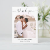 Elegantes Script Foto Hochzeit Dankeschön Karte (Stehend Vorderseite)