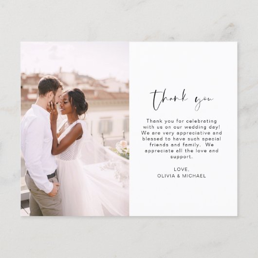 Elegantes Script Foto Hochzeit Dankeschön Karte (Hinten)