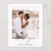 Elegantes Script Foto Hochzeit Dankeschön Karte (Vorderseite)