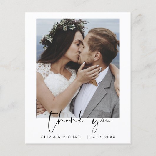 Elegantes Script Foto Hochzeit Dankeschön Karte (Vorne)