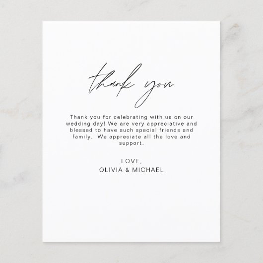 Elegantes Script Foto Hochzeit Dankeschön Karte (Rückseite)