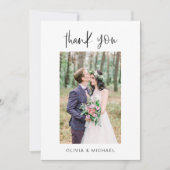 Elegantes Script Foto Hochzeit Dankeschön Karte (Vorderseite)