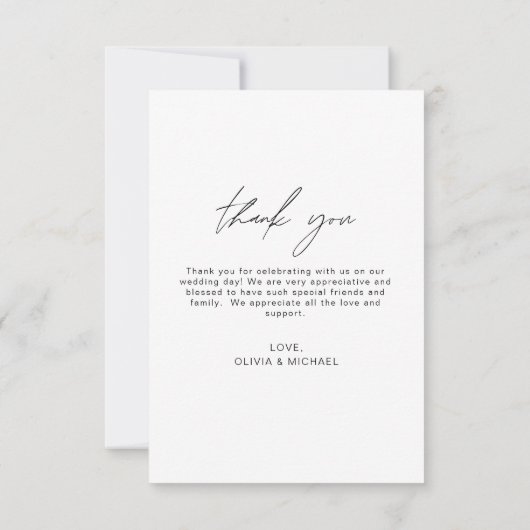 Elegantes Script Foto Hochzeit Dankeschön Karte (Rückseite)