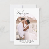 Elegantes Script Foto Hochzeit Dankeschön Karte (Vorderseite)