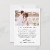 Elegantes Script Foto Hochzeit Dankeschön Karte (Rückseite)
