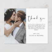Elegantes Script Foto Hochzeit Dankeschön Karte (Vorderseite)