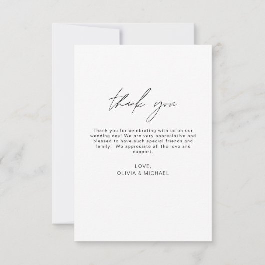 Elegantes Script Foto Hochzeit Dankeschön Karte (Rückseite)