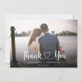 Elegantes Script Foto Hochzeit Dankeschön Karte (Vorderseite)