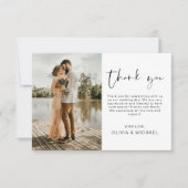 Elegantes Script Foto Hochzeit Dankeschön Karte (Vorderseite)