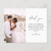 Elegantes Script Foto Hochzeit Dankeschön Karte (Rückseite)