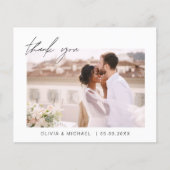Elegantes Script Foto Hochzeit Dankeschön Karte (Vorderseite)