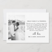 Elegantes Script Foto Hochzeit Dankeschön Karte (Rückseite)