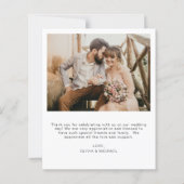 Elegantes Script Foto Hochzeit Dankeschön Karte (Rückseite)