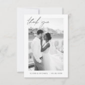 Elegantes Script Foto Hochzeit Dankeschön Karte (Vorderseite)