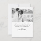 Elegantes Script Foto Hochzeit Dankeschön Karte (Rückseite)