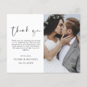 Elegantes Script Foto Hochzeit Dankeschön Karte (Vorderseite)