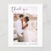 Elegantes Script Foto Hochzeit Dankeschön Karte (Vorderseite)