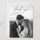 Elegantes Script Foto Hochzeit Dankeschön Karte (Vorderseite)