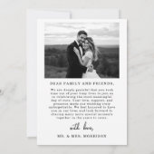 Elegantes Script Foto Hochzeit Dankeschön Karte (Rückseite)