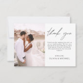 Elegantes Script Foto Hochzeit Dankeschön Karte (Vorderseite)