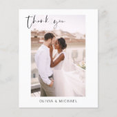 Elegantes Script Foto Hochzeit Dankeschön Karte (Vorderseite)